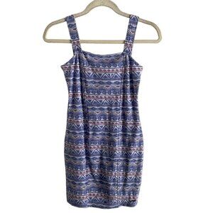 Hollister Women SZ XS Blue Aztec Design Body Con Sun Dress NWT